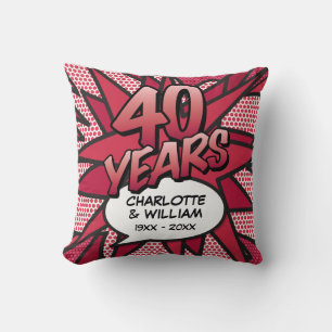 40th Ruby Wedding Anniversary Fun Comic Book Cushion