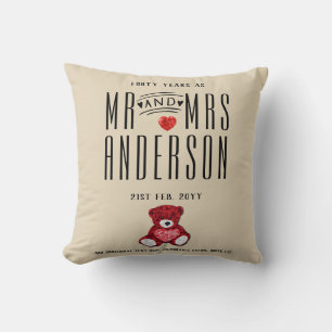 40th RUBY Wedding Anniversary Gift Personalised 2 Cushion