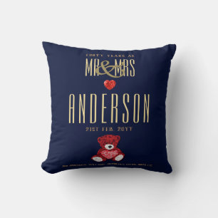 40th RUBY Wedding Anniversary Gift Personalised 3 Cushion