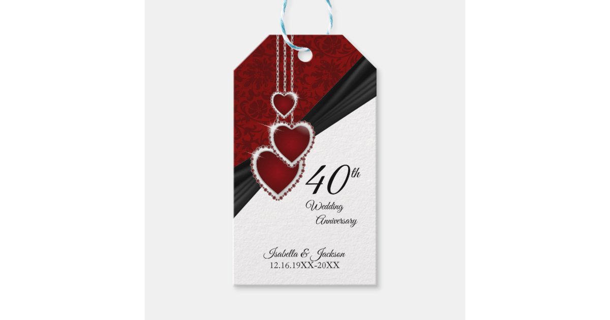 40th Ruby Wedding Anniversary Gift Tags Zazzle.co.uk