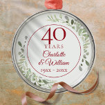 40th Ruby Wedding Anniversary Greenery Metal Tree Decoration<br><div class="desc">Featuring delicate soft watercolor leaves,  this chic botanical 40th wedding anniversary design can be personalised with your special forty-anniversary information in elegant ruby text. Designed by Thisisnotme©</div>
