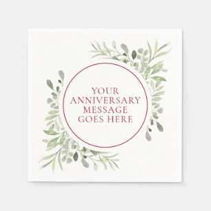 40th Ruby Wedding Anniversary Greenery Watercolor Napkin