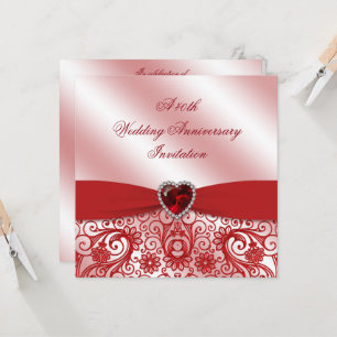 40th Ruby Wedding Anniversary Invitation