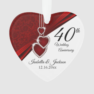 40th Ruby Wedding Anniversary Keepsake Ornament