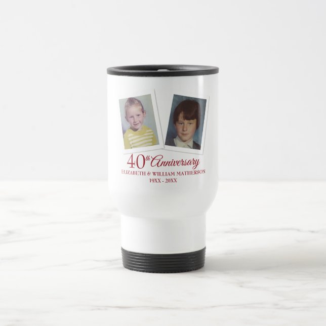 40th Ruby Wedding Anniversary Kids Photos Travel Mug (Center)