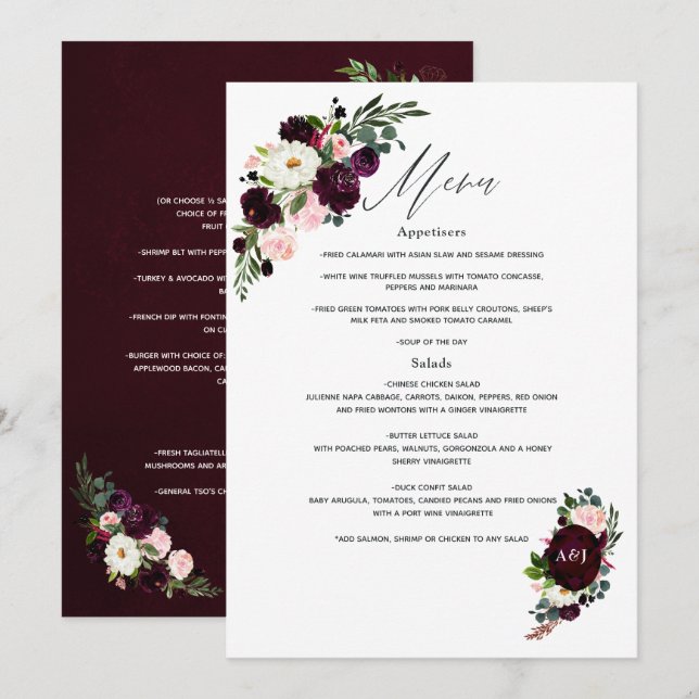 40th Ruby Wedding Anniversary Menu (Front/Back)