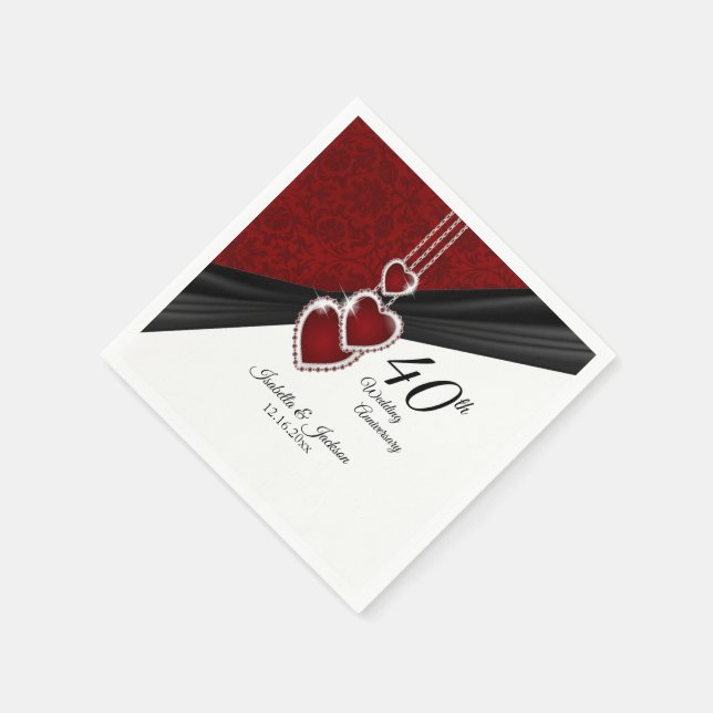 40th Ruby Wedding Anniversary Napkin (Corner)
