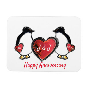 40th ruby wedding anniversary penguin magnet