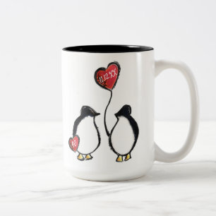 40th ruby wedding anniversary penguin Two-Tone coffee mug