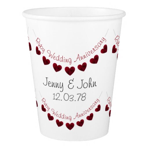 40th Ruby Wedding Anniversary personalised cups