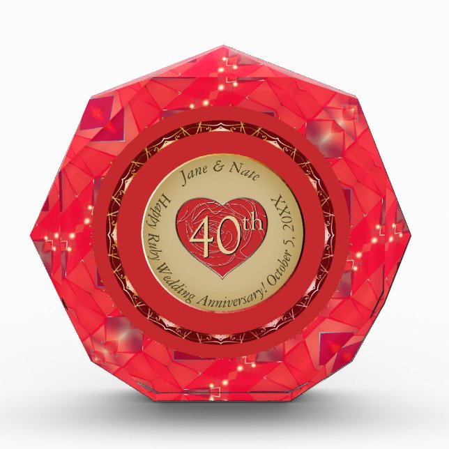 40th Ruby Wedding Anniversary Photo Block (Front)