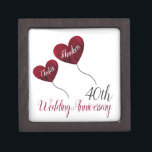 40th Ruby wedding anniversary red heart balloons Gift Box<br><div class="desc">Personalised 40th wedding anniversary gift box with red heart balloons. A lovely gift for a husband to give his wife or for family/ friends to give to a couple who are celebrating their ruby wedding anniversary. Click customise to change the names or wedding anniversary number shown. Matching cards are also...</div>