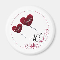 40th Ruby wedding anniversary red heart balloons