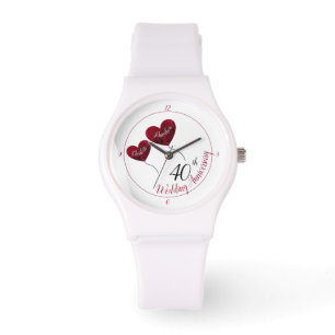 40th Ruby wedding anniversary red heart balloons Watch