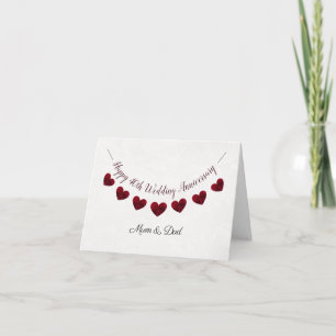 40th Ruby Wedding Anniversary red heart mum & dad Card