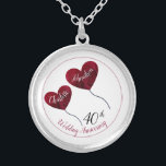 40th ruby wedding anniversary red heart silver plated necklace<br><div class="desc">Personalised 40th ruby wedding anniversary necklace with red heart balloons. A beautiful and romantic gift for a husband to give his wife after forty years of marriage or for a woman to purchase for an anniversary party. Matching bracelets and earrings are also available in this design. The design show is...</div>