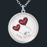 40th ruby wedding anniversary red heart silver plated necklace<br><div class="desc">Personalised 40th ruby wedding anniversary necklace with red heart balloons. A beautiful and romantic gift for a husband to give his wife after forty years of marriage or for a woman to purchase for an anniversary party. Matching bracelets and earrings are also available in this design. The design show is...</div>