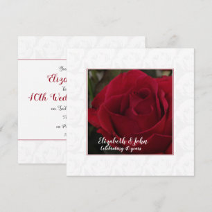 40th Ruby Wedding Anniversary red rose invitation