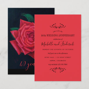 40th Ruby Wedding Anniversary Red Rose invitation