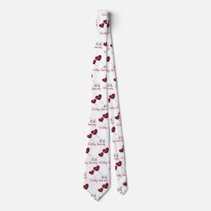 40th Ruby wedding anniversary red & white heart Tie