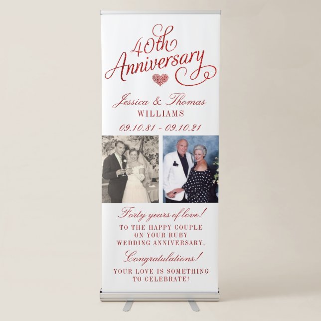 40th Ruby Wedding Anniversary Retractable Banner (Front)