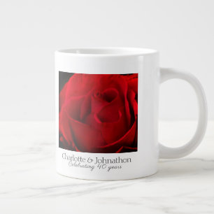 40th Ruby Wedding Anniversary Rose husband & wife Large Coffee Mug