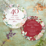 40th Ruby Wedding Anniversary Roses Garland Invitation<br><div class="desc">Featuring a delicate watercolor floral garland,  this chic botanical 40th wedding anniversary invitation can be personalised with your special ruby anniversary information. The reverse features a matching floral garland framing your anniversary dates in elegant white text on a ruby red background. Designed by Thisisnotme©</div>