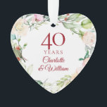 40th Ruby Wedding Anniversary Roses Garland Ornament<br><div class="desc">Featuring a delicate watercolor floral garland,  this chic botanical 40th wedding anniversary keepsake can be personalised with your special anniversary information in an elegant ruby text. Designed by Thisisnotme©</div>