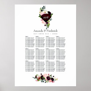 40th Ruby Wedding Anniversary Seating Poster