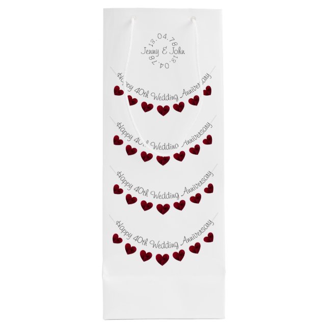 40th Ruby Wedding Anniversary wine gift bag (Back)
