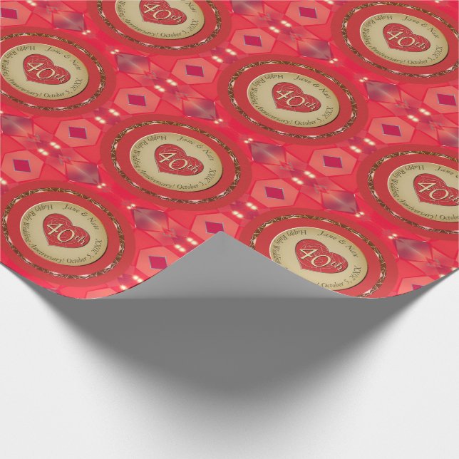 40th Ruby Wedding Anniversary Wrapping Paper (Corner)