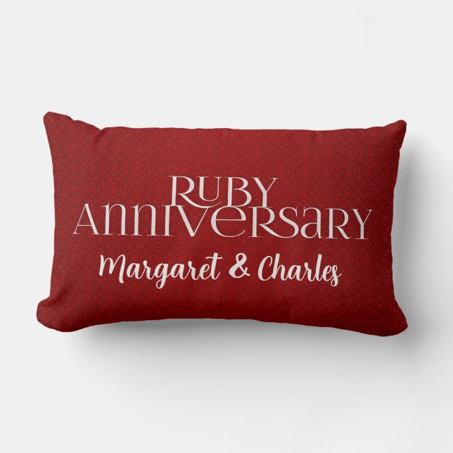 40th Ruby Wedding Annivsersary  Photo Lumbar Cushion (Front)