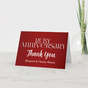 40th Ruby Wedding Annivsersary Thank You Card