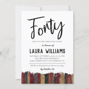 40th Script Word Birthday Invitation