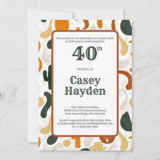 40th Southwestern style cowboy hat cactus Invitation