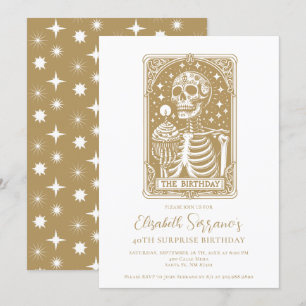 40th Surprise Birthday Gothic Gold Tarot  Invitation