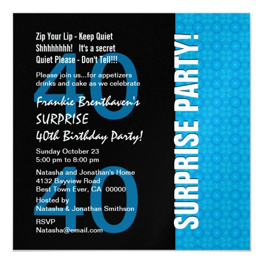 40th Surprise Birthday Modern Turquoise Blue W1780 Card