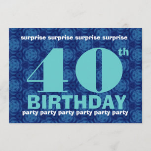 40th SURPRISE Birthday Party Blue and Aqua B400 Invitation