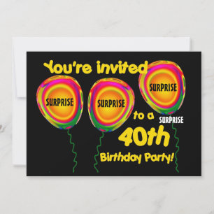40th SURPRISE Birthday Party Invitation Balloons