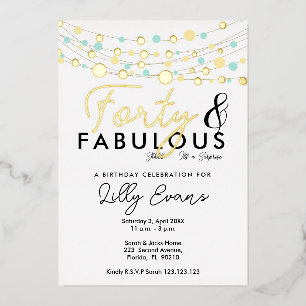 40th surprise birthday party invitation elegant
