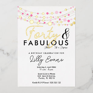 40th surprise birthday party invitation elegant