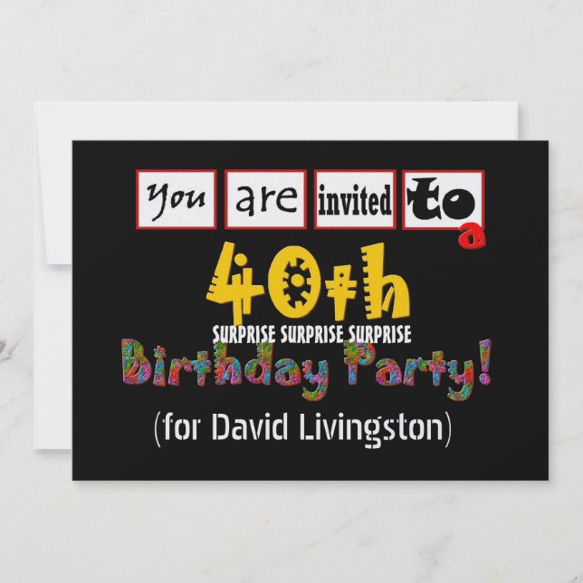 40th SURPRISE Birthday Party Invitation Template (Front)