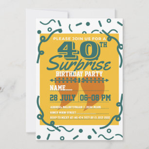 40th surprise birthday party Modern vintage yellow Invitation