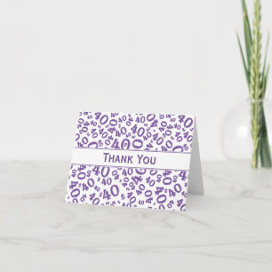 40th "Thank you!" Purple Random Number Pattern Thank You Card