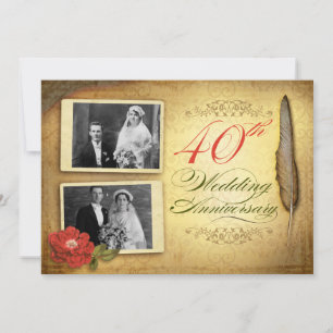 40th vintage anniversary invitations with photos