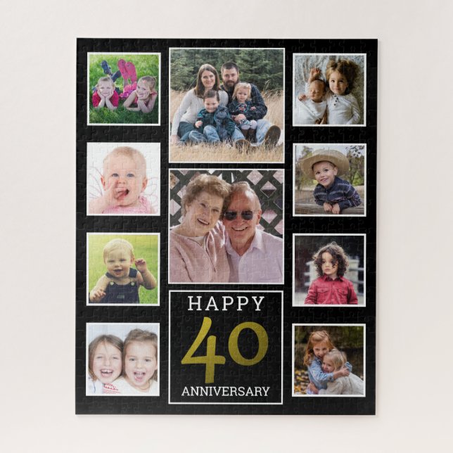 40th Wedding Anniversary 10 Photo Collage Jigsaw Puzzle (Vertical)
