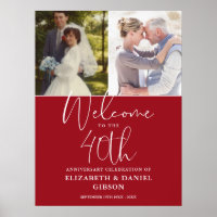 40th Wedding Anniversary 2 Photo Welcome Sign