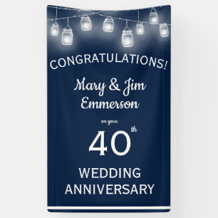 40th Wedding Anniversary Banner Navy White