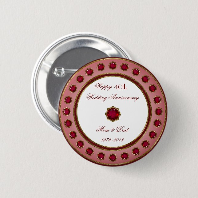 40th Wedding Anniversary Button (Front & Back)