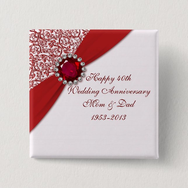 40th Wedding Anniversary Button (Front)